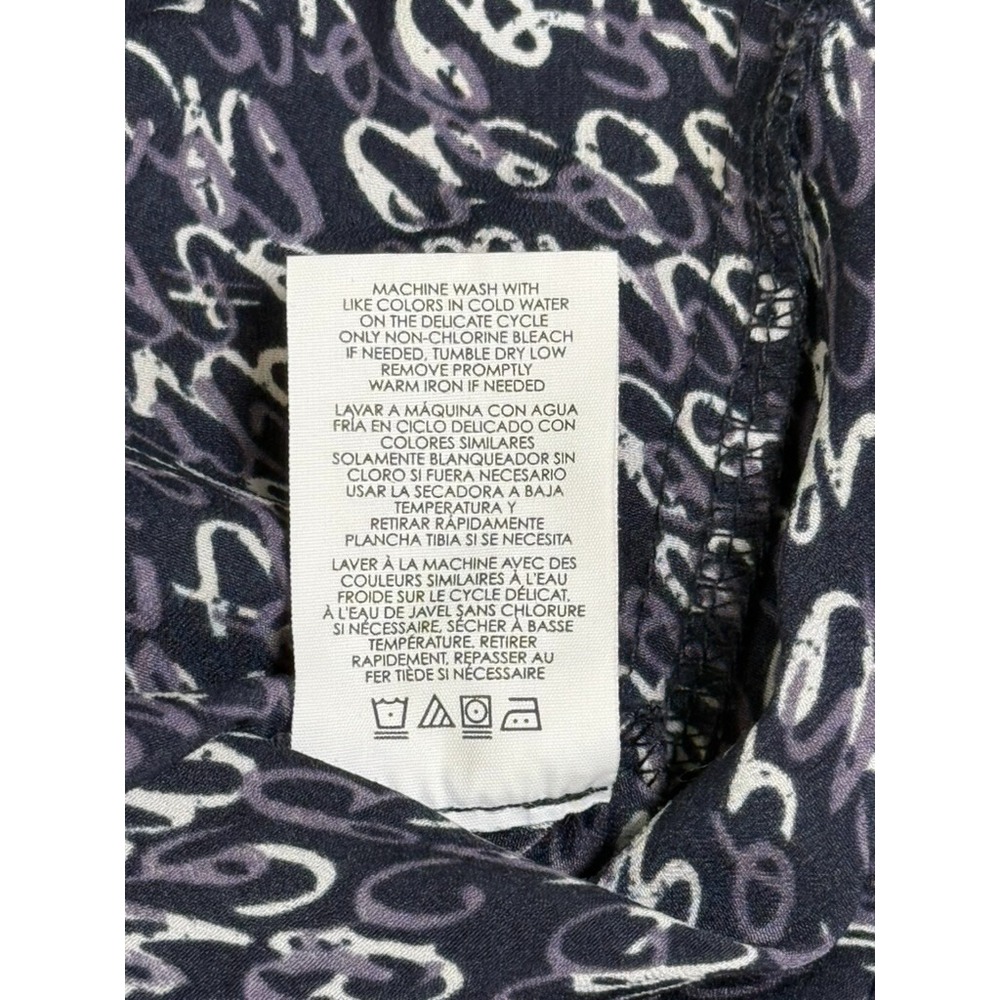 CAbi 5336 Blouse Womens Large Blue/Purple Te Amo Bishop Sleeve Shirt Print Flowy - Picture 9 of 9